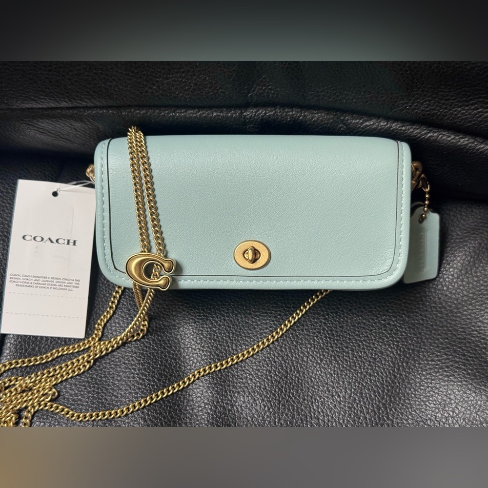 Coach Mini Dinky 14 - Light Blue Leather Crossbody with Gold Hardware - Picture 5 of 15
